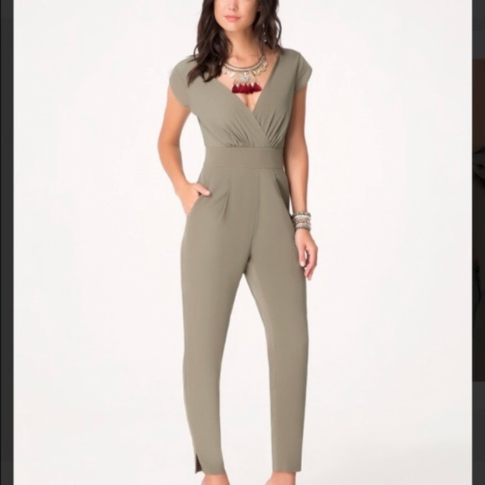 NWT olive green Bebe jumpsuit